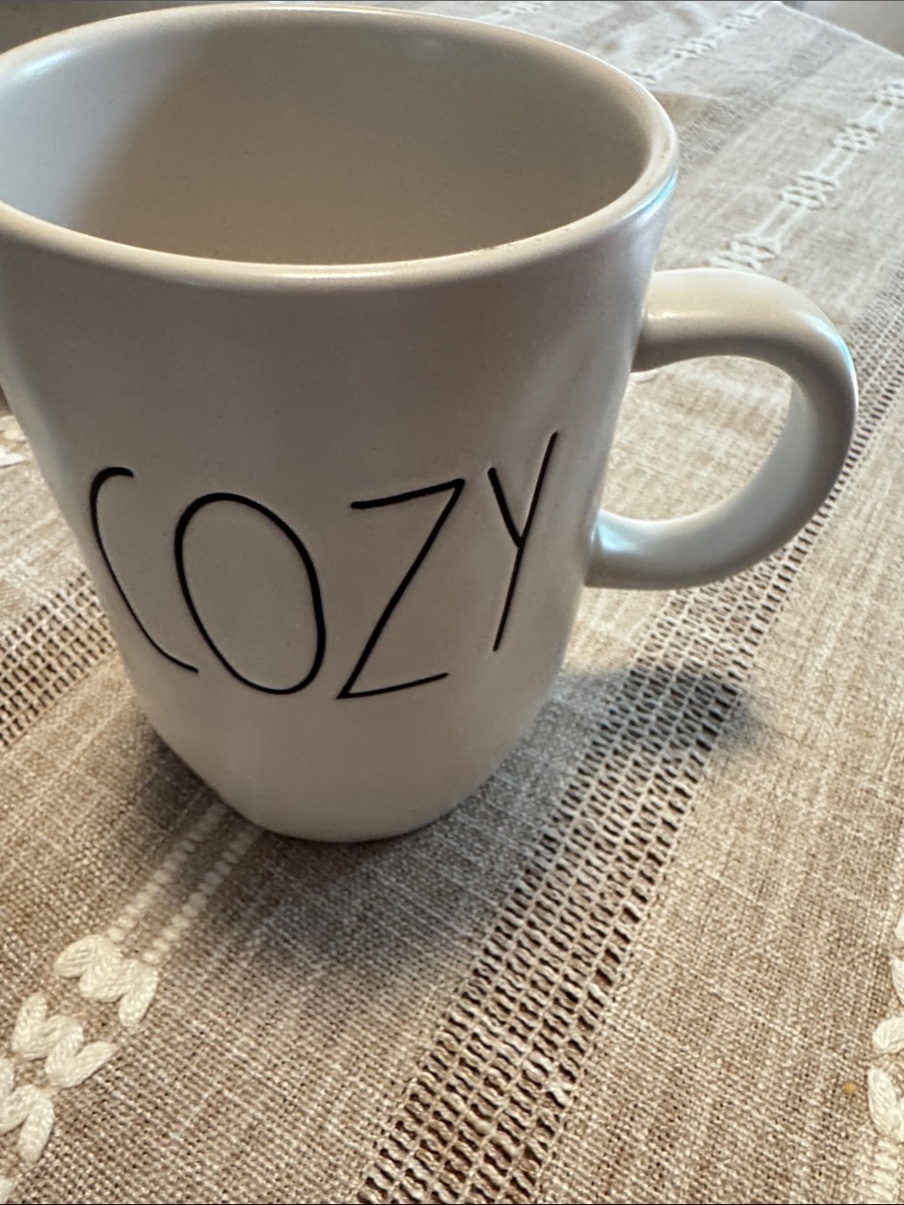 Rae Dunn White COZY Ceramic Mug